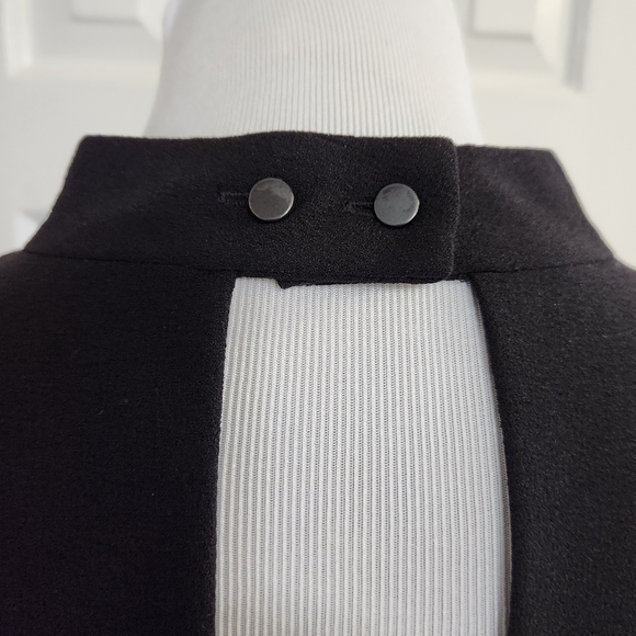 🆕️⬇️Nicole Miller Black Stretch Crepe Camille Dress With Sequin Puff Sleeves - Picture 8 of 15